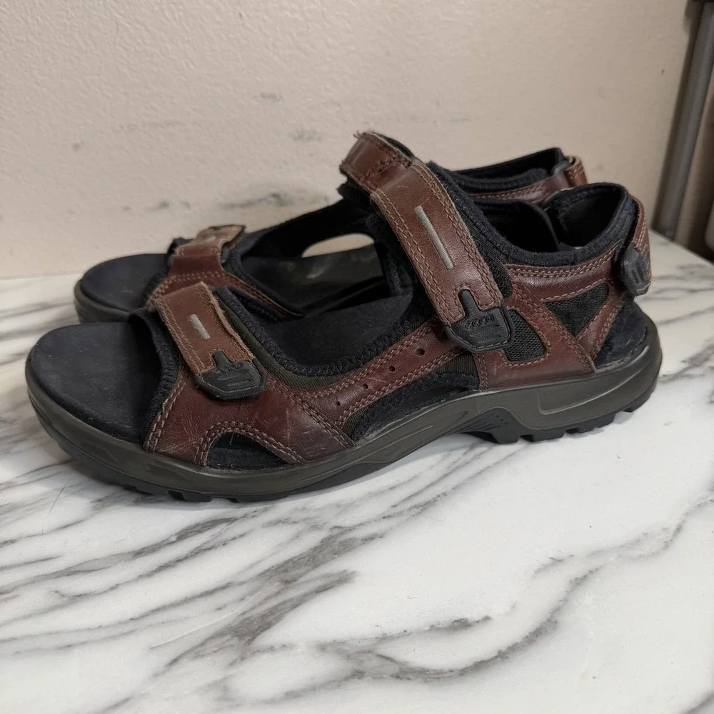 ECCO Yucatan Men's 45 US 11 Brown Nubuck Leather Hiking Walking Sport Sandals